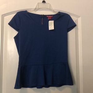 Sunny Leigh blue peplum top.